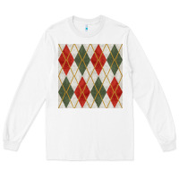 White christmas diamond plaid seamless pattern Long Sleeve Tee - BundleAndBundleShop