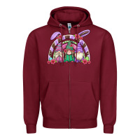 Burgundy easter gnomes rainbow Zipper Hoodie - Artiststas