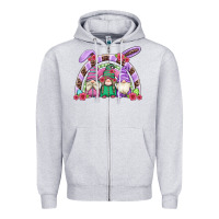 Heather Grey easter gnomes rainbow Zipper Hoodie - Artiststas