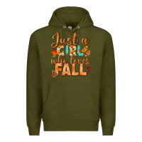 Army Green just a girl who loves fall Premium Hoodie - BundleAndBundleShop