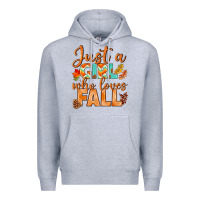 Heather Grey just a girl who loves fall Premium Hoodie - BundleAndBundleShop