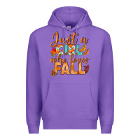 Purple just a girl who loves fall Premium Hoodie - BundleAndBundleShop