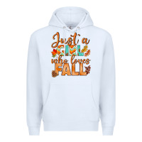 White just a girl who loves fall Premium Hoodie - BundleAndBundleShop