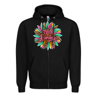 Black hello spring sunflower Zipper Hoodie - Artiststas