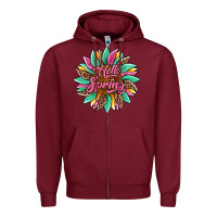 Burgundy hello spring sunflower Zipper Hoodie - Artiststas