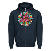 Navy hello spring sunflower Zipper Hoodie - Artiststas