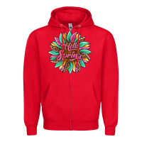 Red hello spring sunflower Zipper Hoodie - Artiststas