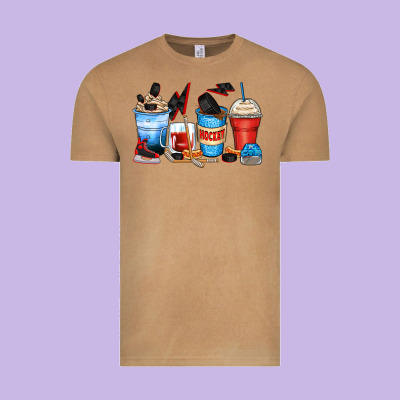 Hockey Begins After Coffee Cups Vintage Tee Designed By Zillion Design Studio