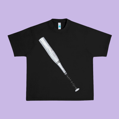 White Wooden Softball Bat Urban Heavy Tee Designed By Fadigitalartstudio