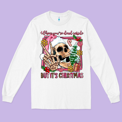 When You're Dead Inside But It's Christmas Long Sleeve Tee Designed By Adodesignshop