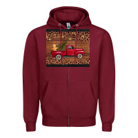 Burgundy christmas truck Zipper Hoodie - AdoDesignShop