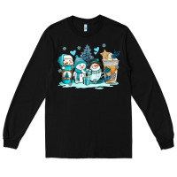 Black winter snowman coffee cups Long Sleeve Tee - AdoDesignShop