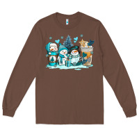 Chestnut winter snowman coffee cups Long Sleeve Tee - AdoDesignShop