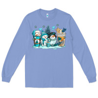 Colony Blue winter snowman coffee cups Long Sleeve Tee - AdoDesignShop