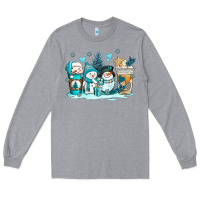 Heather Grey winter snowman coffee cups Long Sleeve Tee - AdoDesignShop