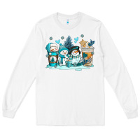 White winter snowman coffee cups Long Sleeve Tee - AdoDesignShop