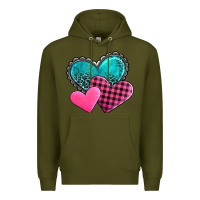 Army Green valentine's day hearts Premium Hoodie - AdoDesignShop