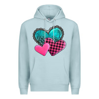 Blue Mist valentine's day hearts Premium Hoodie - AdoDesignShop