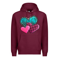 Burgundy valentine's day hearts Premium Hoodie - AdoDesignShop