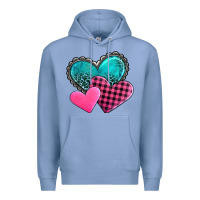 Colony Blue valentine's day hearts Premium Hoodie - AdoDesignShop