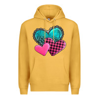 Mustard valentine's day hearts Premium Hoodie - AdoDesignShop