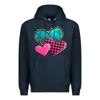 Navy valentine's day hearts Premium Hoodie - AdoDesignShop