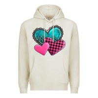 Oatmeal Heather valentine's day hearts Premium Hoodie - AdoDesignShop