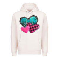 Pale Pink valentine's day hearts Premium Hoodie - AdoDesignShop