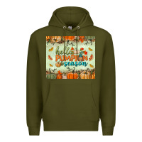 Army Green hello pumpkin season tumbler Premium Hoodie - BundleAndBundleShop