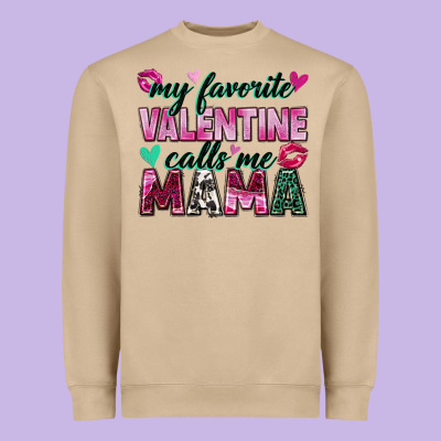 My Favorite Valentine Calls Me Mama Heavyweight Sweatshirt Designed By Zillion Design Studio