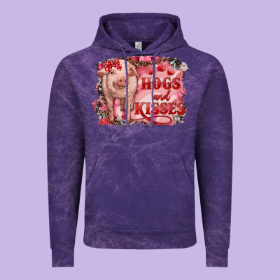 Valentine's Day Pig Hogs And Kisses Vintage Hoodie Designed By Ranaportraitstore