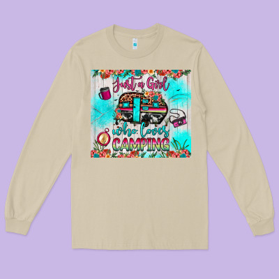 Just A Girl Who Loves Camping Long Sleeve Tee Designed By Jahusdesignshop