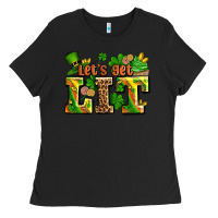 Black st patricks lets get lit Ladies Tee - AdoDesignShop