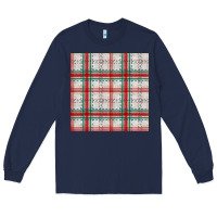 Navy christmas plaid seamless pattern Long Sleeve Tee - BundleAndBundleShop