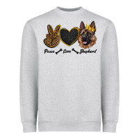Heather Grey peace love shepherd Heavyweight Sweatshirt - RanaPortraitStore