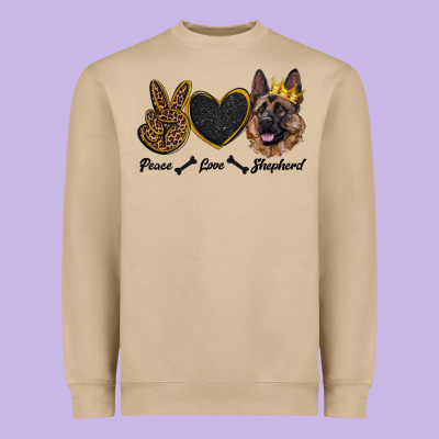 Peace Love Shepherd Heavyweight Sweatshirt Designed By Ranaportraitstore
