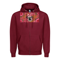 Burgundy easter heifer with bunny ears and glasses license plate Zipper Hoodie - Artiststas