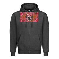 Charcoal Heather easter heifer with bunny ears and glasses license plate Zipper Hoodie - Artiststas