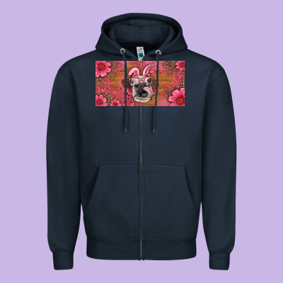 Easter Heifer With Bunny Ears And Glasses License Plate Zipper Hoodie Designed By Artiststas