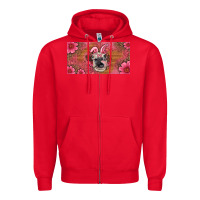 Red easter heifer with bunny ears and glasses license plate Zipper Hoodie - Artiststas