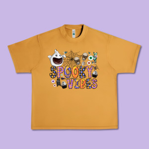 Spooky Vibes Urban Heavy Tee Designed By Cowhidedigitalart