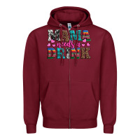 Burgundy western mama needs a drink Zipper Hoodie - Artiststas