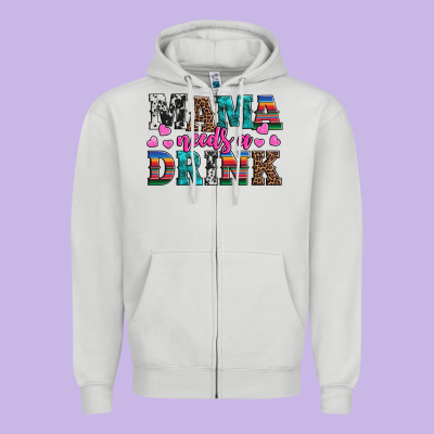 Western Mama Needs A Drink Zipper Hoodie Designed By Artiststas