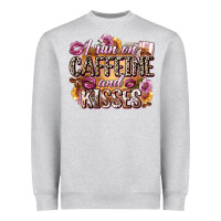 Heather Grey i run on caffeine and kisses Heavyweight Sweatshirt - Zillion Design Studio
