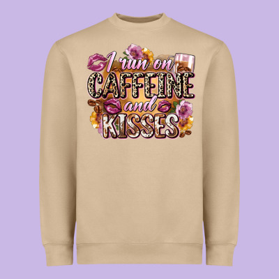 I Run On Caffeine And Kisses Heavyweight Sweatshirt Designed By Zillion Design Studio