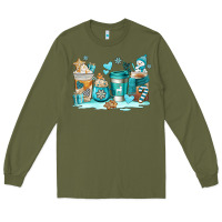 Army Green winter coffe cups Long Sleeve Tee - AdoDesignShop