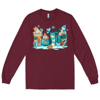 Burgundy winter coffe cups Long Sleeve Tee - AdoDesignShop