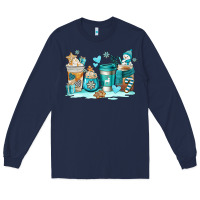 Navy winter coffe cups Long Sleeve Tee - AdoDesignShop