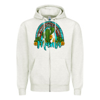 Oatmeal Heather western cactus and sunflower mama rainbow Zipper Hoodie - Artiststas