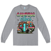 Heather Grey camping vibes Long Sleeve Tee - JahusDesignShop